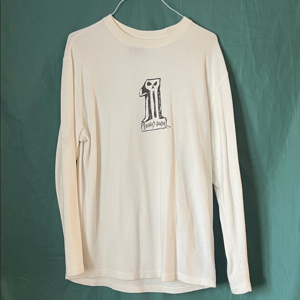 White mens Harley Davidson Long Sleeve Graphic Tee